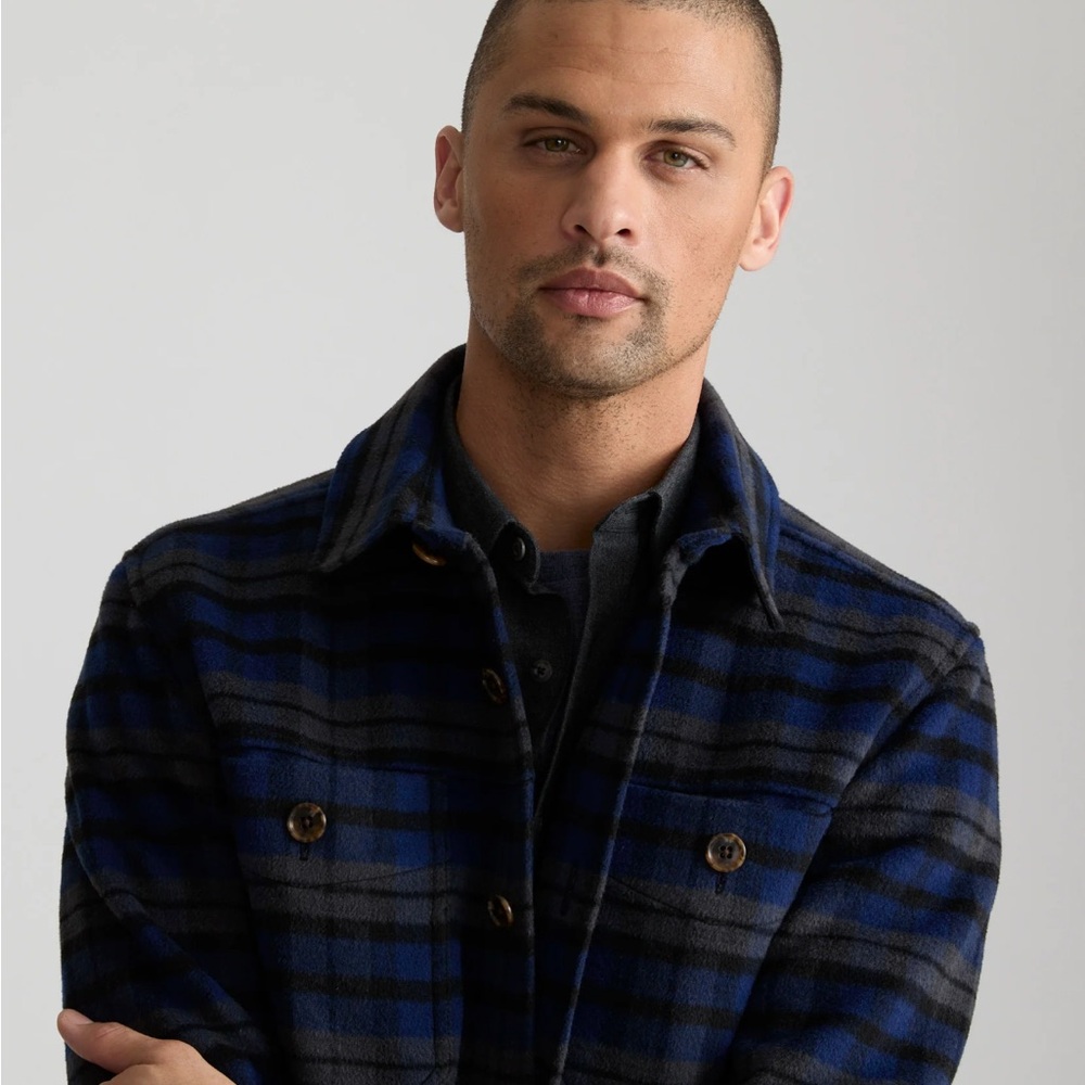 UNTUCKit Men's Navy and Black Checkered CPO Jacket - Picture 2 of 5